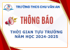 Thông báo thời gian tựu trường năm học 2024-2025